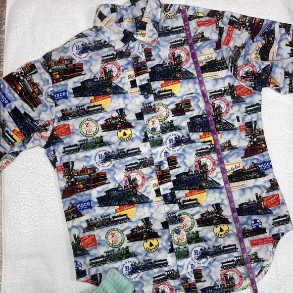 Maxx boxer train engine locomotive button down long sleeve size medium - Picture 5 of 8